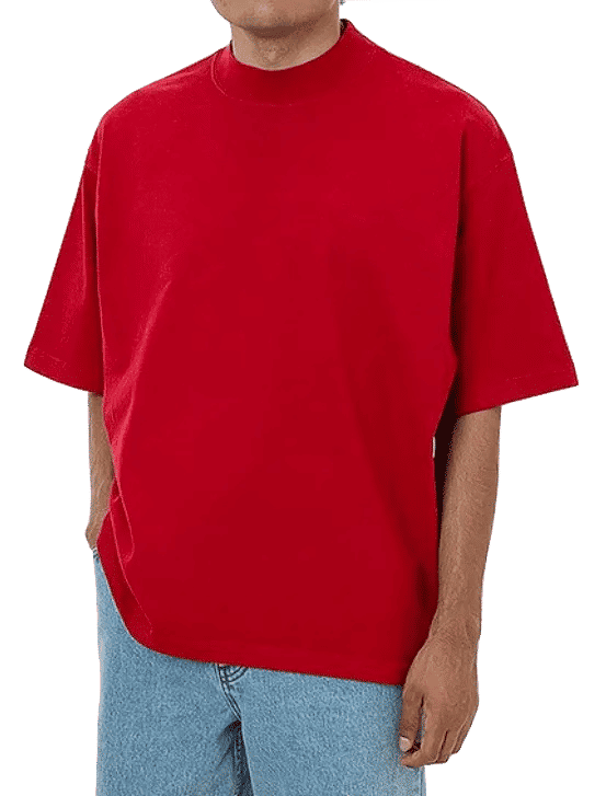 LA Apparel 18 singles SS Oversized Mock Tee in Cherry Red