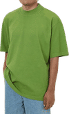 Am image of a Custom LA Apparel 18 singles SS Oversized Mock Tee in Celery Green!