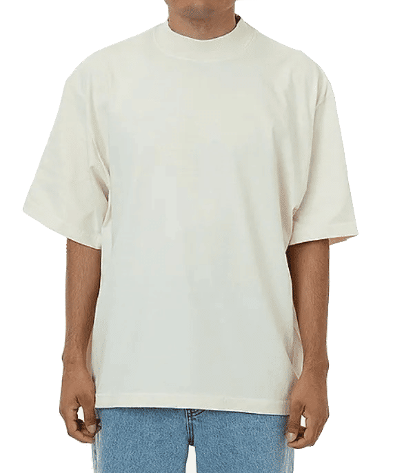 LA Apparel 18 singles SS Oversized Mock Tee in Creme