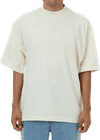 Am image of a Custom LA Apparel 18 singles SS Oversized Mock Tee in Creme!
