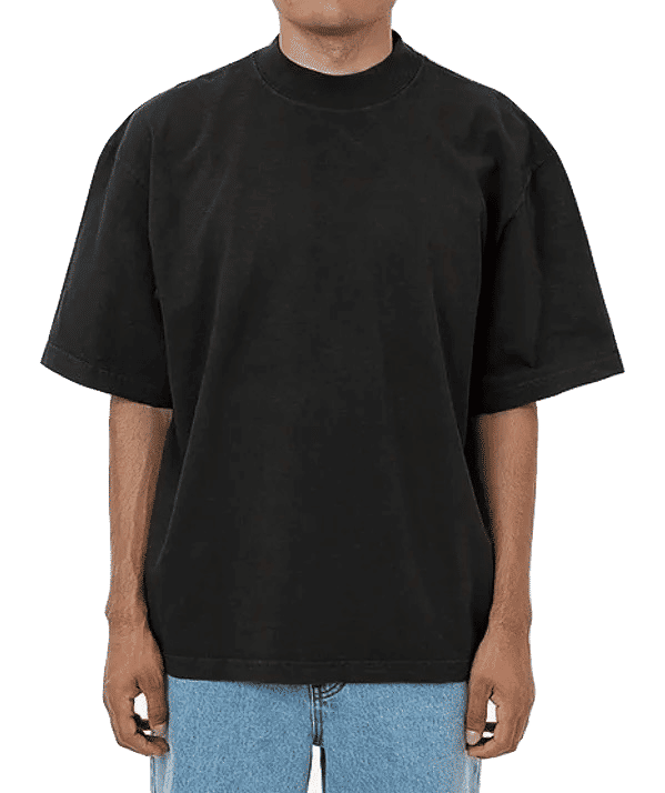 LA Apparel 18 singles SS Oversized Mock Tee in Off Black