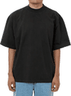 Am image of a Custom LA Apparel 18 singles SS Oversized Mock Tee in Off Black!