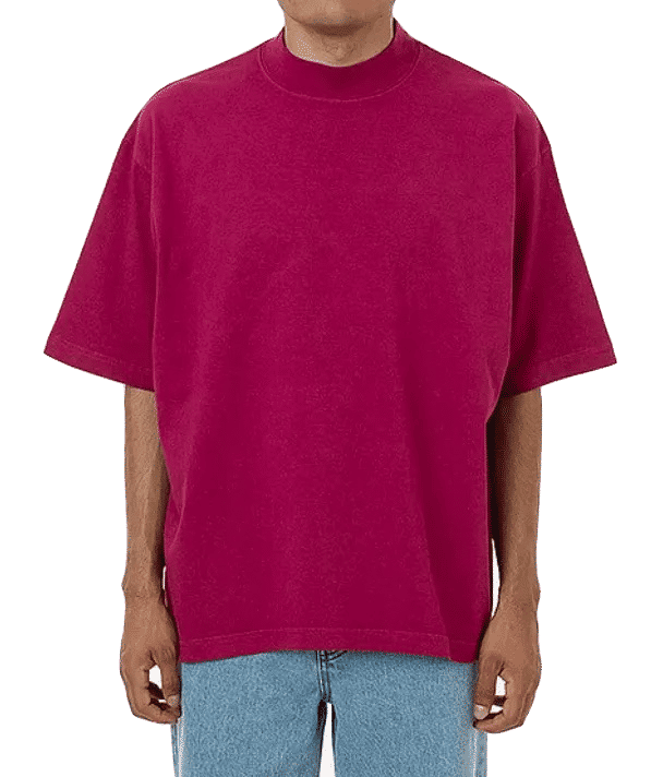 LA Apparel 18 singles SS Oversized Mock Tee in Ruby
