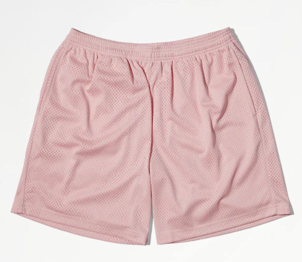 Am image of a Custom Made Blanks Practice Mesh Shorts in Almond Blossom Pink!