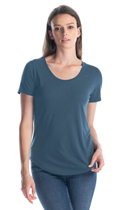 Jerico Ladies Bamboo Relaxed Fit Scoop Bottom T Shirt in Slate Blue