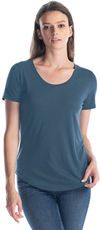 Am image of a Custom Jerico Ladies Bamboo Relaxed Fit Scoop Bottom T Shirt in Slate Blue!