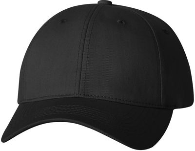 Am image of a Custom Sportsman Adult Cotton Twill Cap in Black!