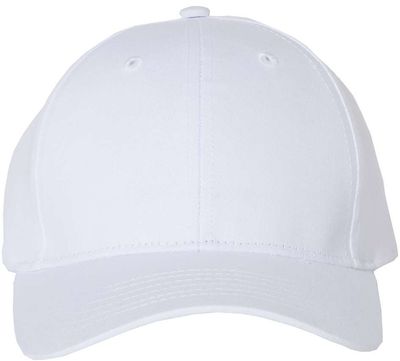 Am image of a Custom Sportsman Adult Cotton Twill Cap in White!
