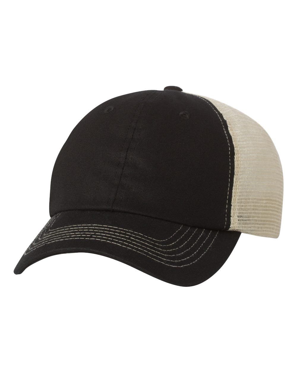 Sportsman Contrast Stitch Mesh Back Cap in Black/Stone