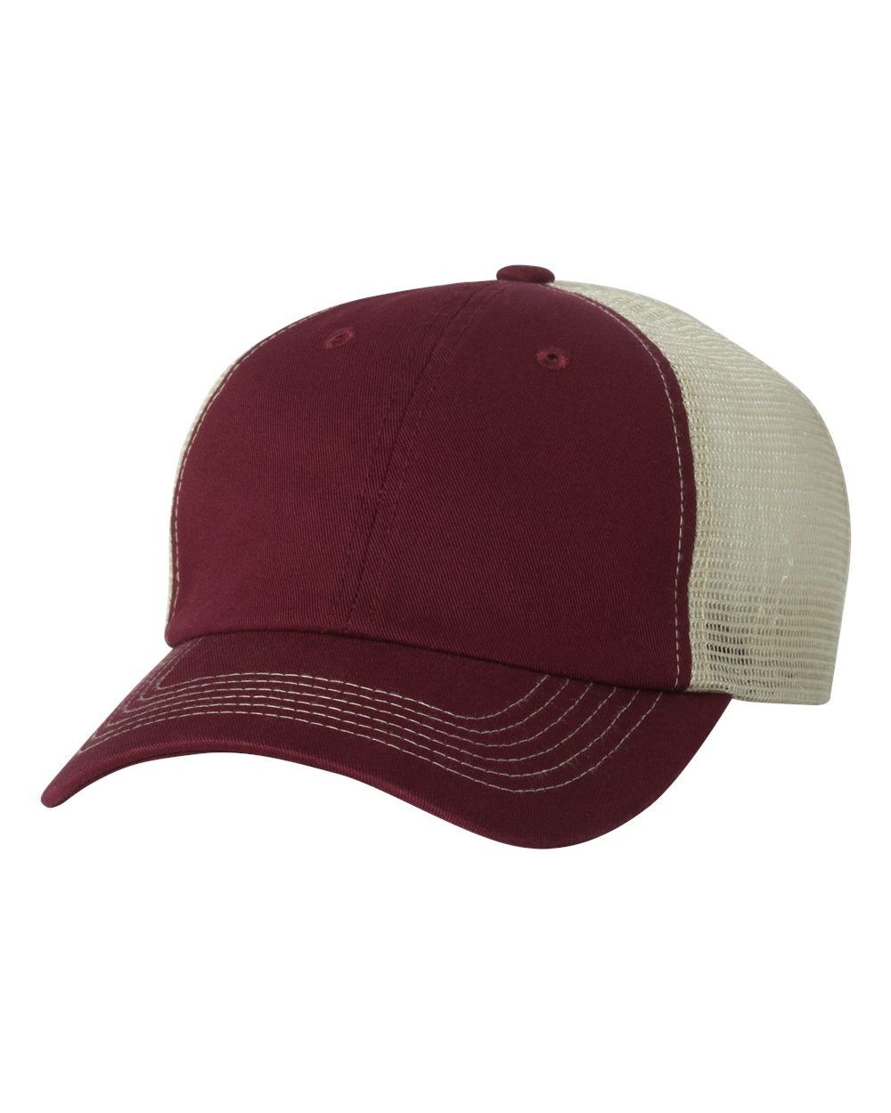 Sportsman Contrast Stitch Mesh Back Cap in Maroon/Stone