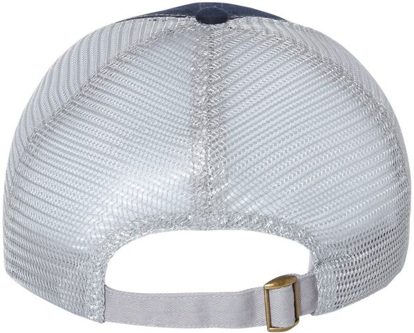 Am image of a Custom Sportsman Contrast Stitch Mesh Back Cap in Navy/Grey!