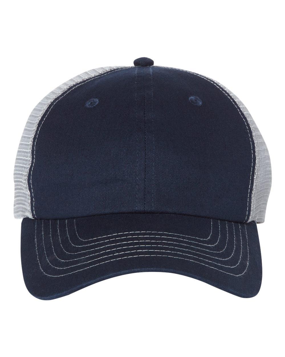 Sportsman Contrast Stitch Mesh Back Cap in Navy/Grey