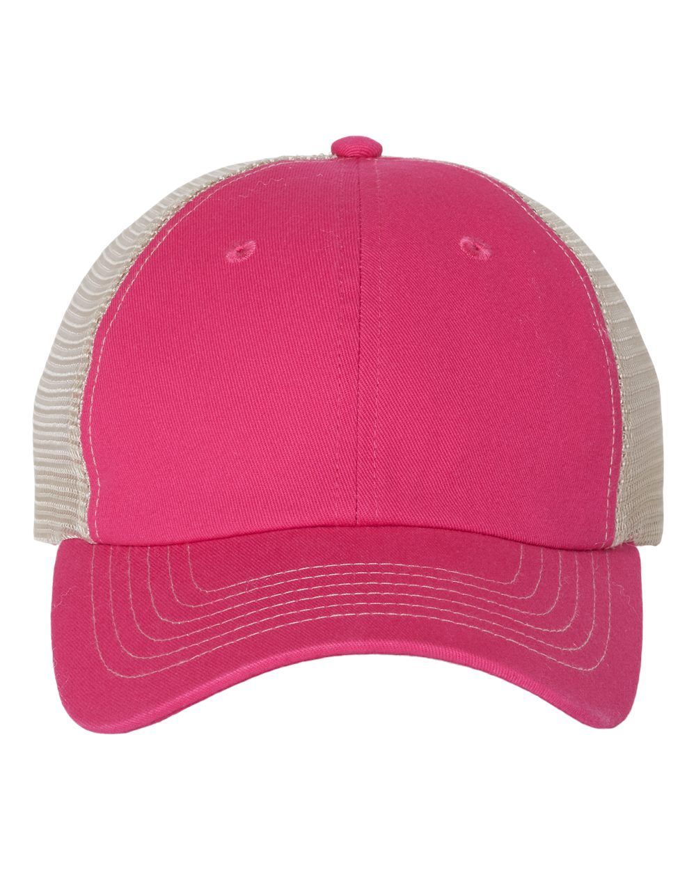Sportsman Contrast Stitch Mesh Back Cap in Pink Stone