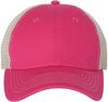 Am image of a Custom Sportsman Contrast Stitch Mesh Back Cap in Pink Stone!