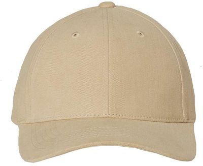 Am image of a Custom Sportsman Heavy Brushed Twill Structured Cap in Khaki!