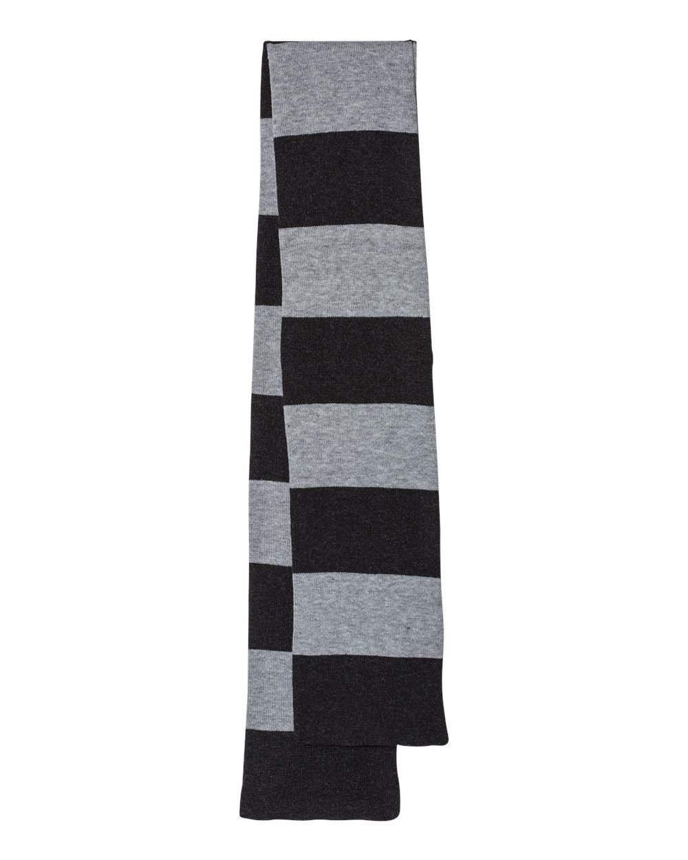 Rugby Striped Knit Scarf in Heather Black/Heather Grey