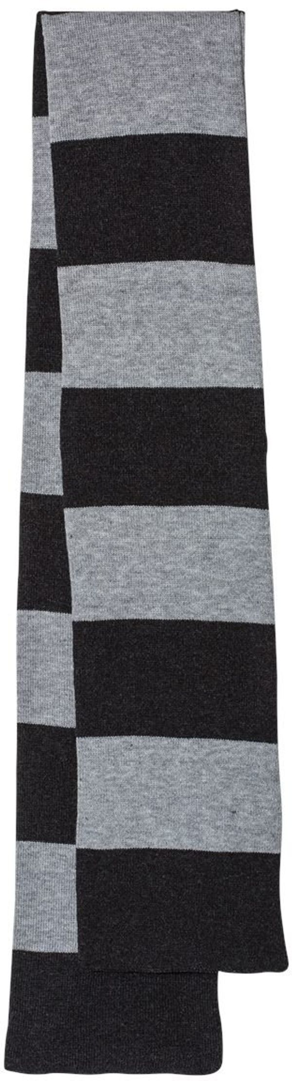 An image of a Custom Rugby Striped Knit Scarf in Heather Black/Heather Grey!