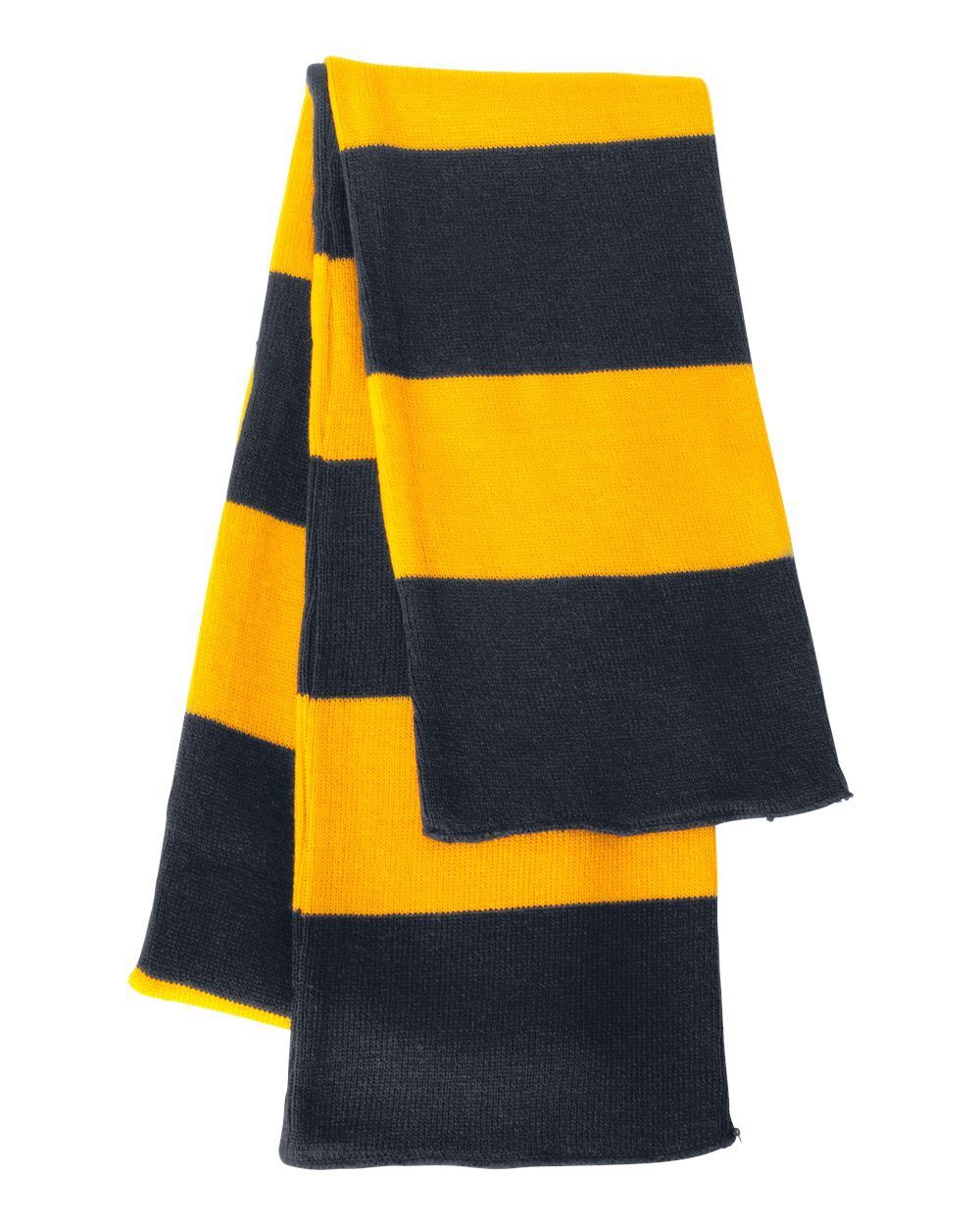 Rugby Striped Knit Scarf in Navy/Gold