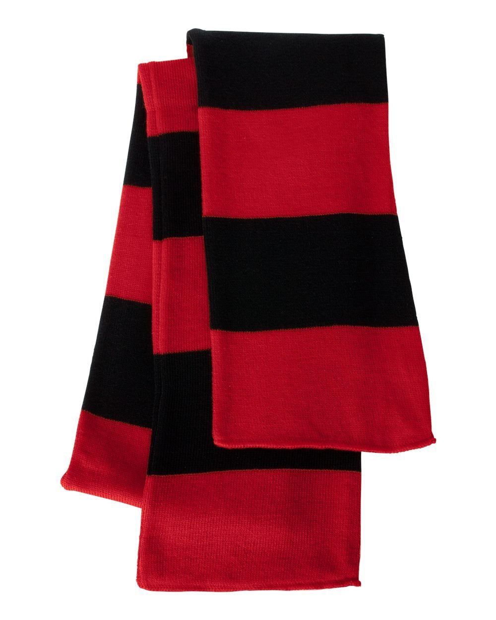 Rugby Striped Knit Scarf in Red/ Black