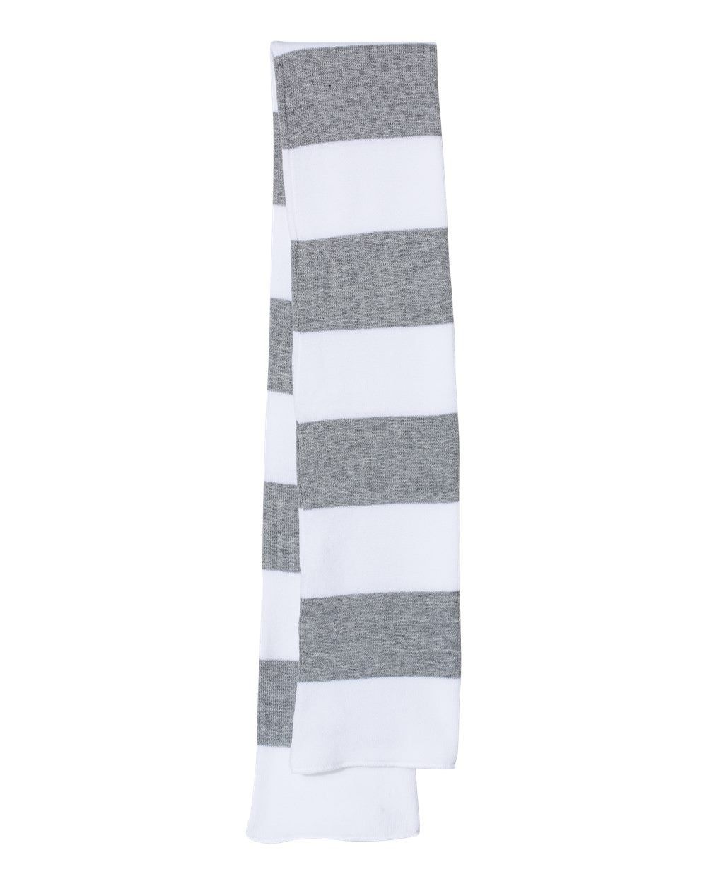 Rugby Striped Knit Scarf in White/Heather Grey