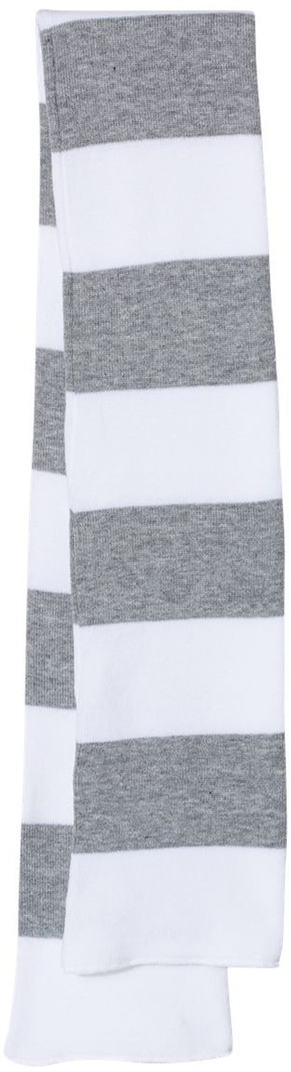 Am image of a Custom Rugby Striped Knit Scarf in White/Heather Grey!