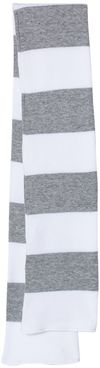 Am image of a Custom Rugby Striped Knit Scarf in White/Heather Grey!