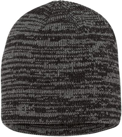 Am image of a Custom Sportsman 8in Marled Knit Beanie in Black/Dark Grey!