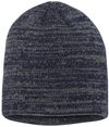 Am image of a Custom Sportsman 8in Marled Knit Beanie in Navy/Dark Grey!