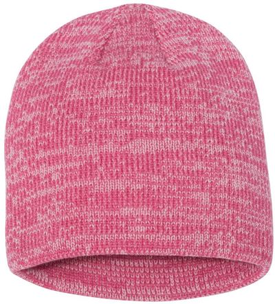 Am image of a Custom Sportsman 8in Marled Knit Beanie in Pink/Dark Pink!