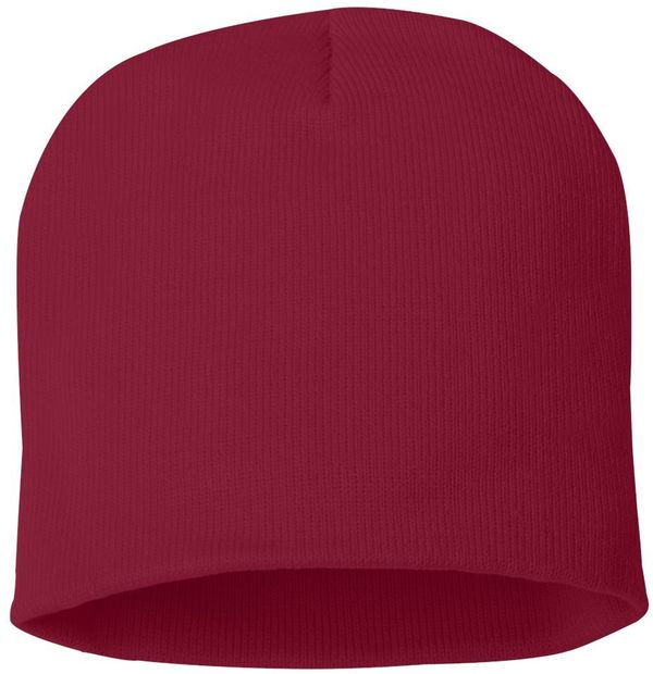 Am image of a Custom Sportsman 8 Inch Knit Beanie in Cardinal!