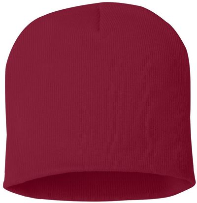 Am image of a Custom Sportsman 8 Inch Knit Beanie in Cardinal!