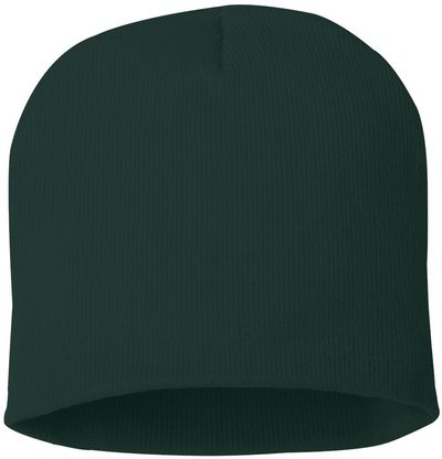 Am image of a Custom Sportsman 8 Inch Knit Beanie in Forest Green!