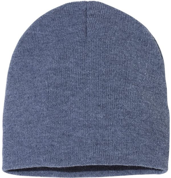 Am image of a Custom Sportsman 8 Inch Knit Beanie in Heather Navy!