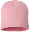 Am image of a Custom Sportsman 8 Inch Knit Beanie in Pink!
