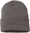 Am image of a Custom Sportsman Sherpa Lined 12in Cuffed Beanie in Heather Charcoal!