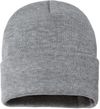 Am image of a Custom Sportsman Sherpa Lined 12in Cuffed Beanie in Heather Grey!