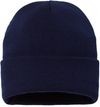 Am image of a Custom Sportsman Sherpa Lined 12in Cuffed Beanie in Navy!