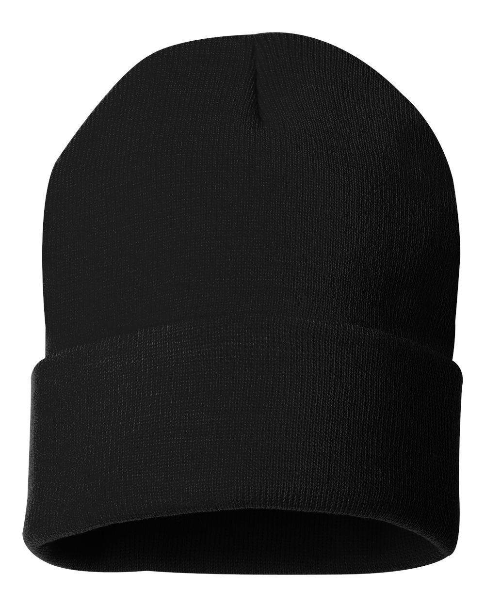 Solid 12" Cuffed Beanie in Black