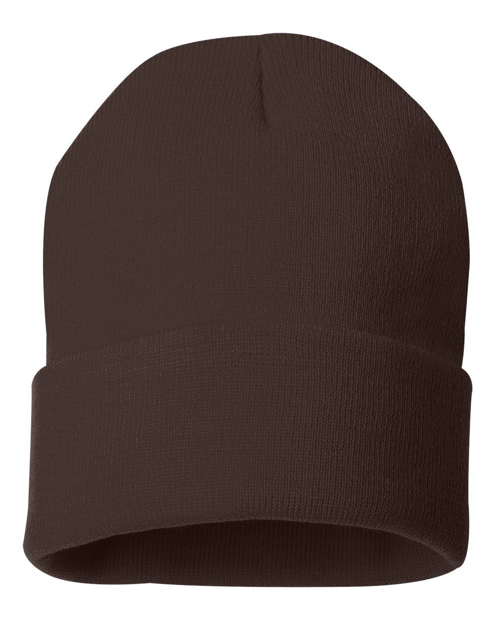 Solid 12" Cuffed Beanie in Brown