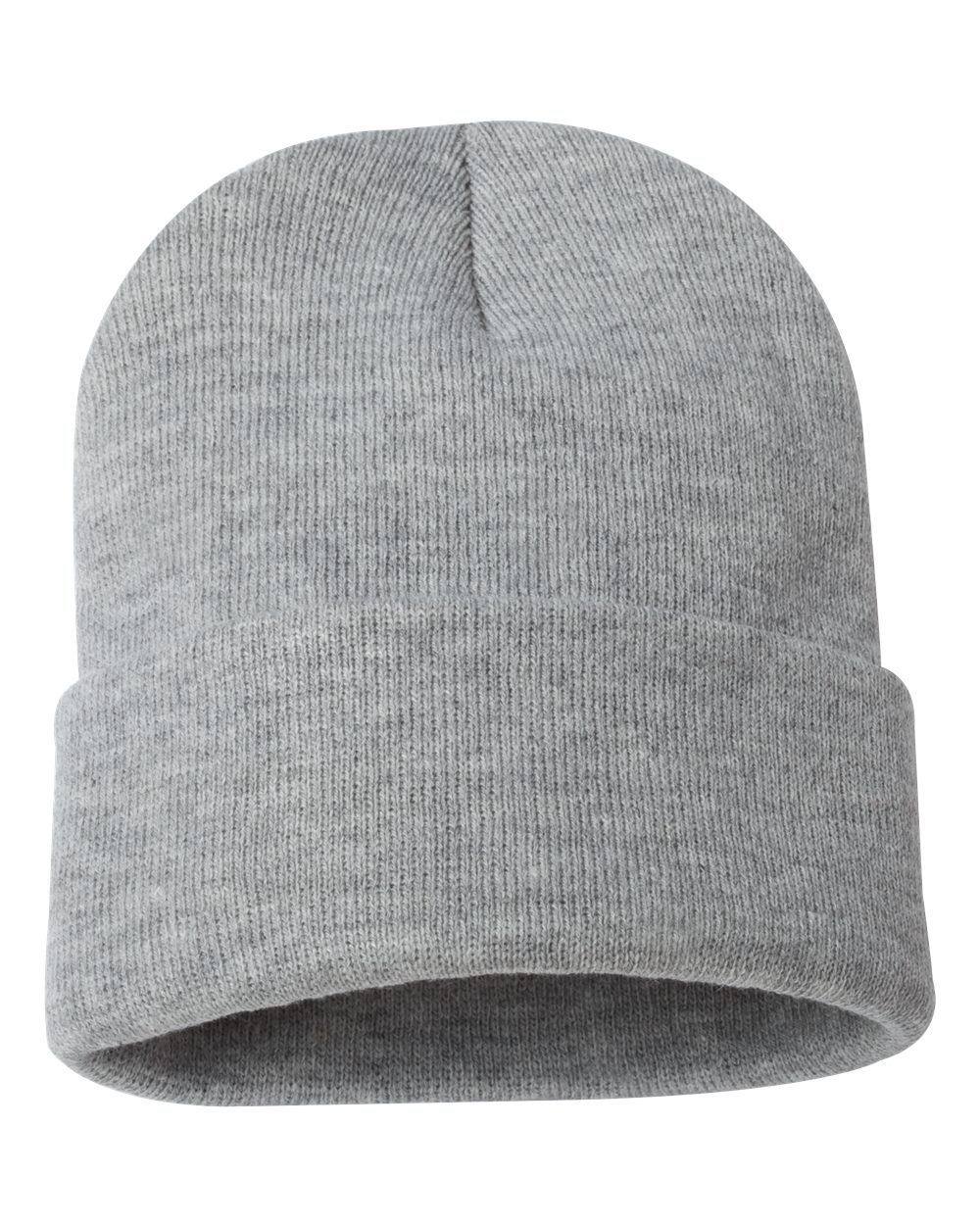 Solid 12" Cuffed Beanie in Heather Grey