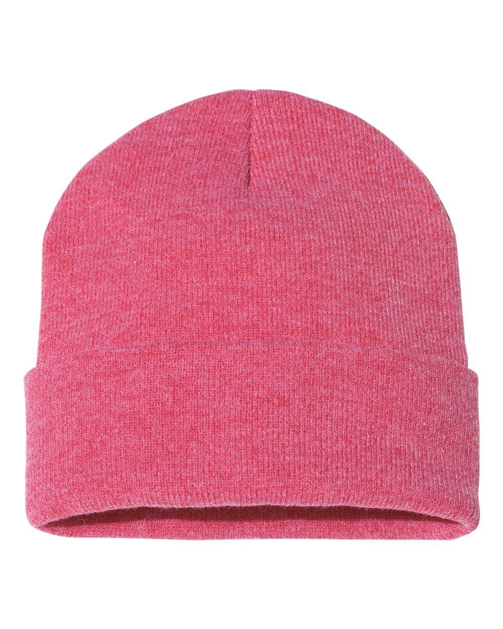 Solid 12" Cuffed Beanie in Heather Red