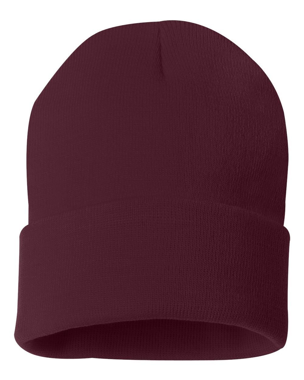 Solid 12" Cuffed Beanie in Maroon