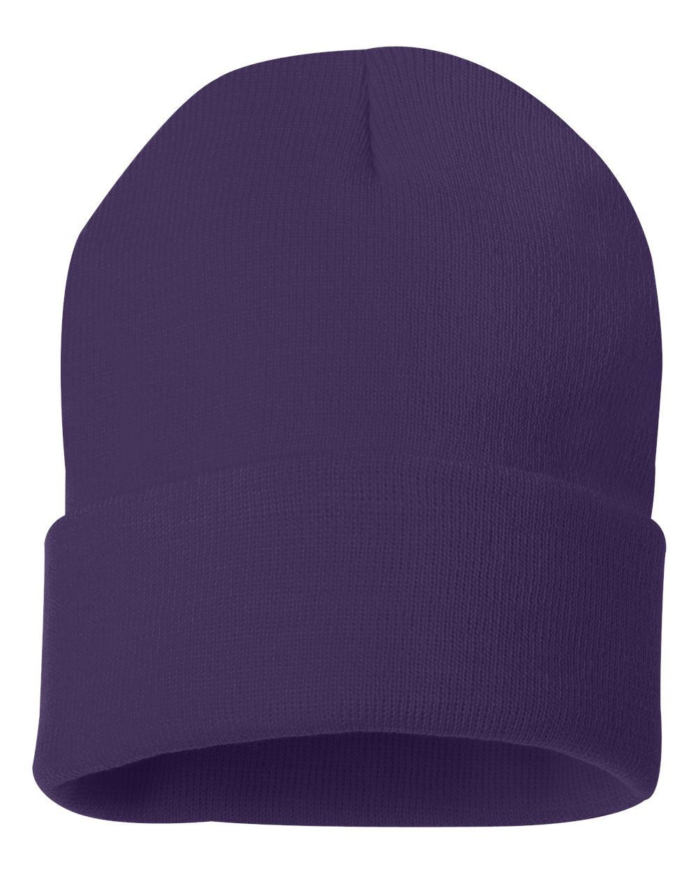 Solid 12" Cuffed Beanie in Purple