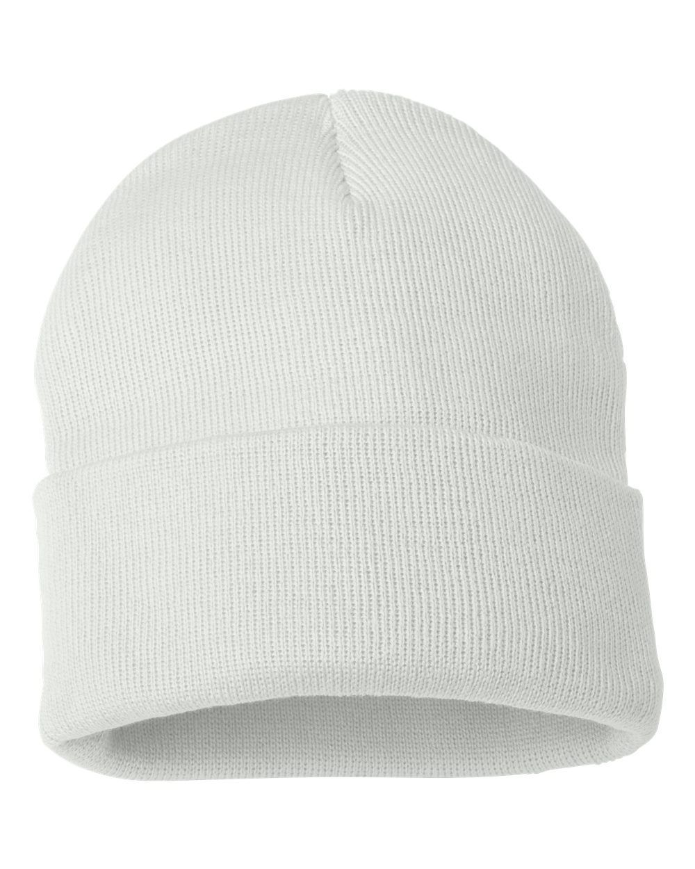 Solid 12" Cuffed Beanie in White