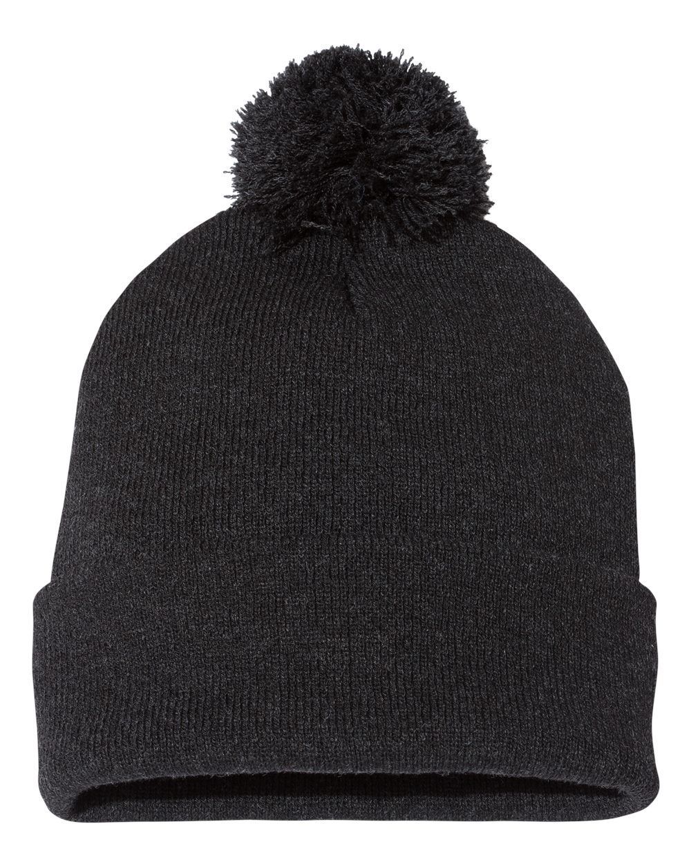 Sportsman Pom Pom 12inch Knit Beanie in Heather Charcoal