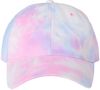 Am image of a Custom Sportsman TieDyed Dad Cap in Cotton Candy!