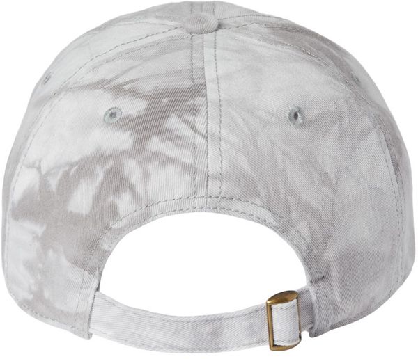 Am image of a Custom Sportsman TieDyed Dad Cap in Grey!