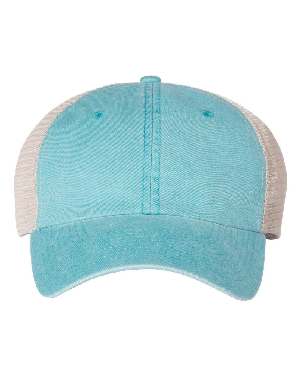 Sportsman Pigment Dyed Trucker Cap in Aqua/Stone