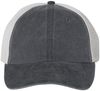 Am image of a Custom Sportsman Pigment Dyed Trucker Cap in Black/Stone!