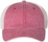 Am image of a Custom Sportsman Pigment Dyed Trucker Cap in Cardinal/Stone!